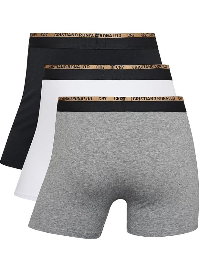 CR7 Men’s Basic Trunks 3-Pack – Premium Cotton Stretch Underwear (Multicolour) - Image 2