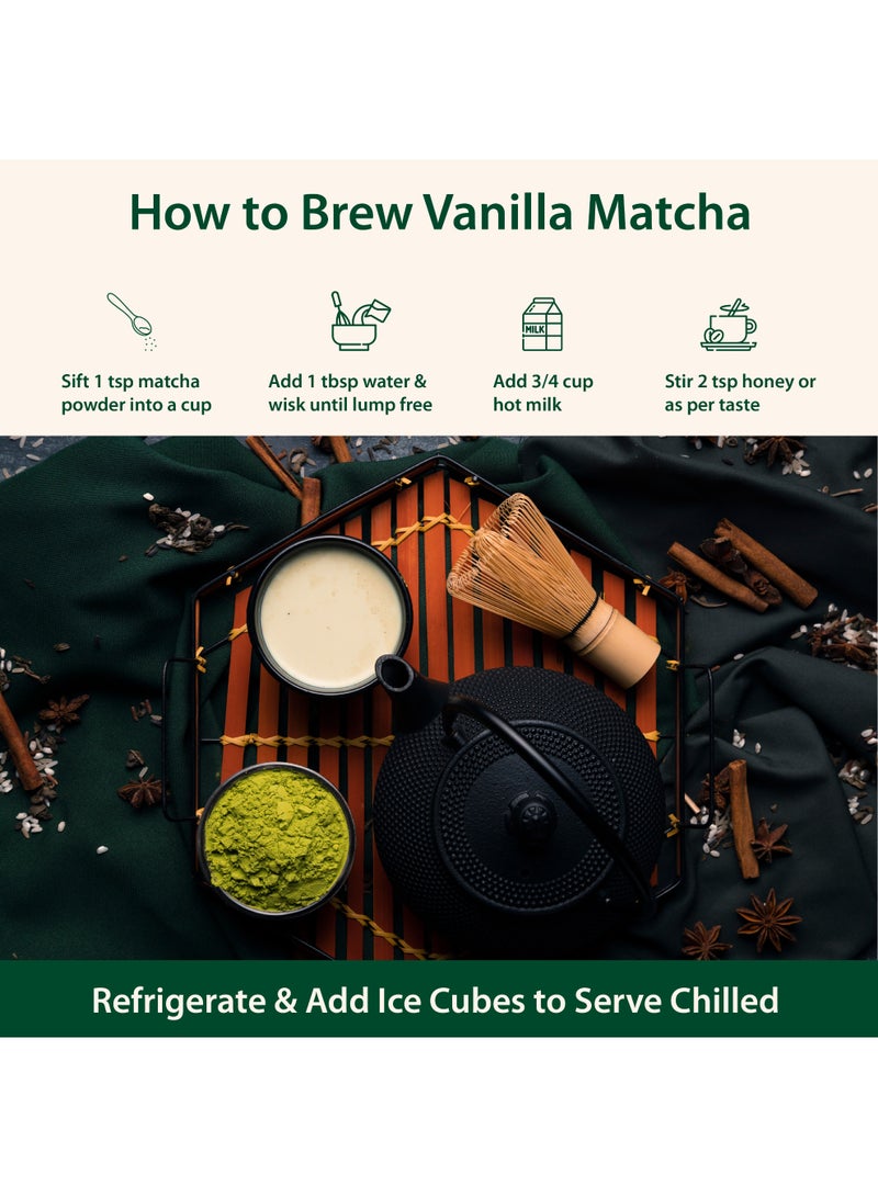 أورجينو مسحوق شاي ماتشا الفانيليا الأخضر - 50 جم، 25 كوبًا - Image 3