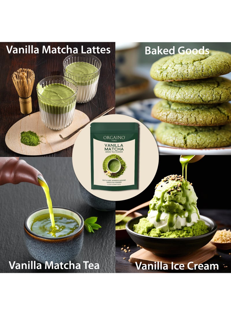 أورجينو مسحوق شاي ماتشا الفانيليا الأخضر - 50 جم، 25 كوبًا - Image 4