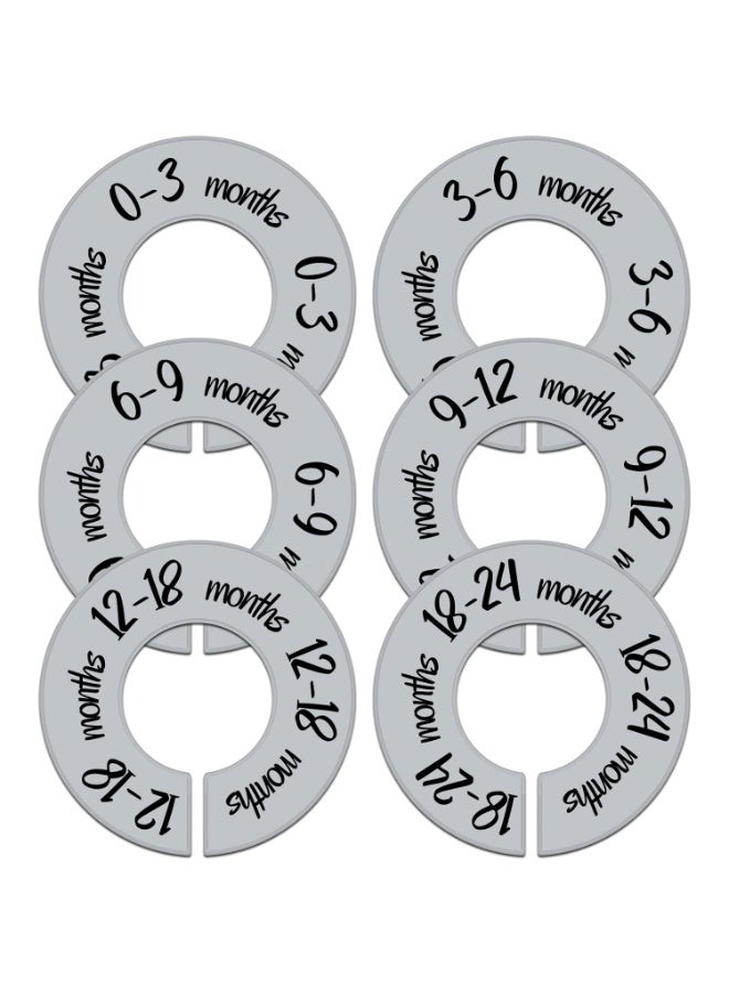 Pro Goleem Baby Closet Dividers Gray Baby Closet Organizer for Nursery Baby Clothes Size Age Dividers Fits 1.5" Rod 6 PCS Gray - Image 1