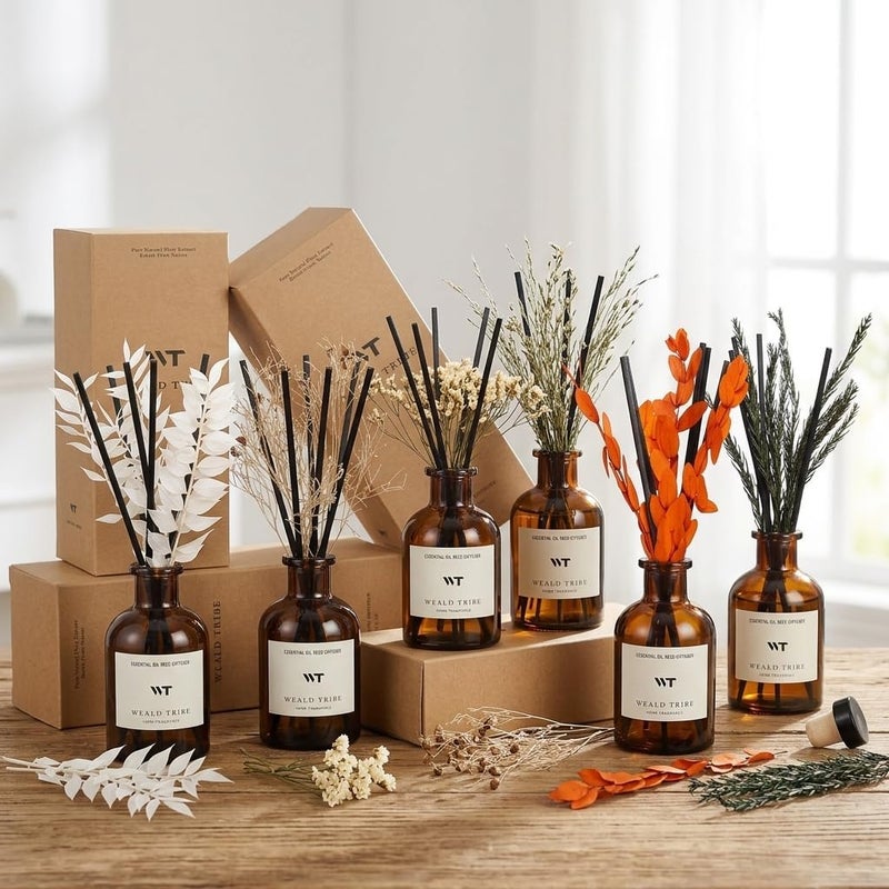 WEALD TRIBE Flower Reed Diffuser Set Lime & Citrus Scent for Bathroom Air Fresheners, Oil Diffuser Sticks | 4.0 fl oz Home Fragrance with Sticks Defusers | House Bedroom Office Shelf Decor - Image 2