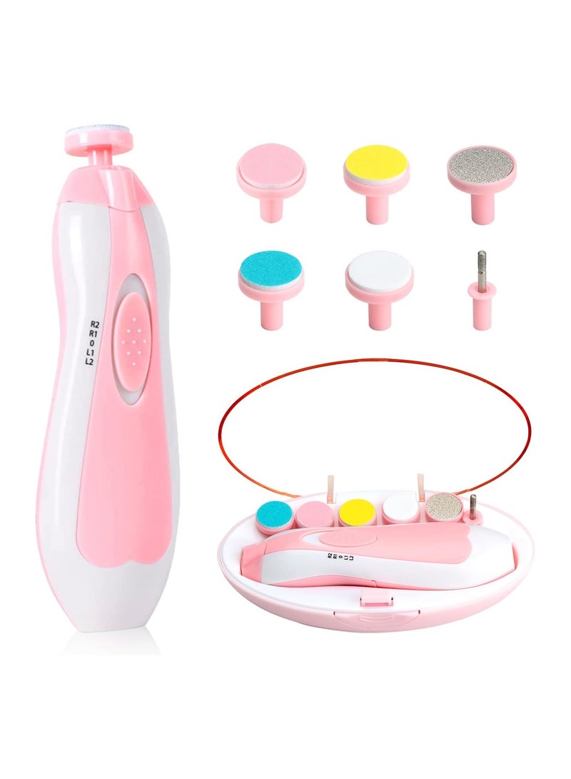 NextHIAS Baby Nail Trimmer Electric - 6-in-1 Baby Nail Clippers & File Set with LED Light, Portable & Lightweight, Safe for Newborns, Toddlers, Kids, and Adults - Includes 6 Grinding & Polishing Heads - Image 1