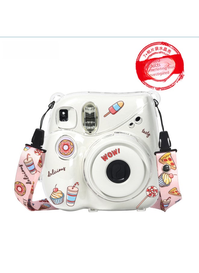 Generic - Transparent Crystal Shell Photo Bag Strap Rope Sticker Set Instax Mini7 Camera Three-piece Digital Computer Photography-Color:7 + Photo Bag Crystal Shell - Image 1