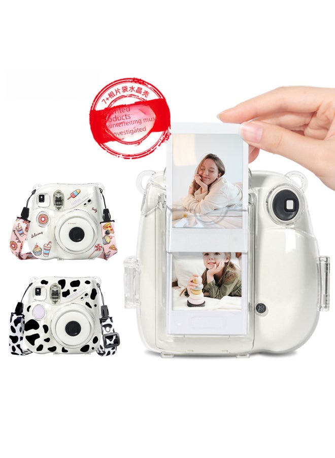 Generic - Transparent Crystal Shell Photo Bag Strap Rope Sticker Set Instax Mini7 Camera Three-piece Digital Computer Photography-Color:7 + Photo Bag Crystal Shell - Image 1