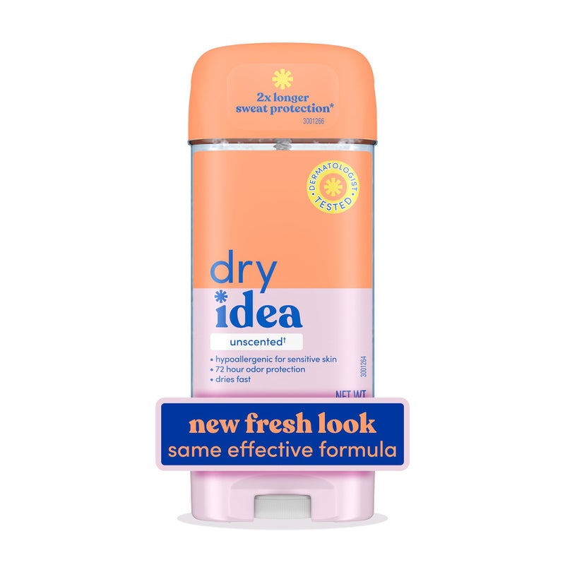 Dry Idea Gel Deodorant & Antiperspirant for Women - Hypoallergenic for Sensitive Skin, 2X Longer Sweat Protection, 72Hr Sweat & Odor Protection, Unscented, Womens Deodorant, 3 oz - Image 1