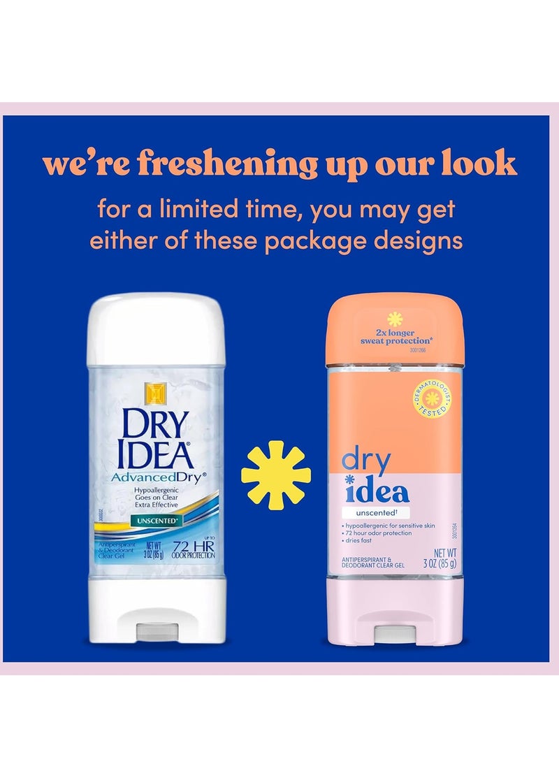 Dry Idea Dry Idea Gel Deodorant & Antiperspirant | 2X Longer Sweat Protection | 72-Hour Odor Protection | Unscented & Hypoallergenic for Sensitive Skin, 3 oz.  - Image 4