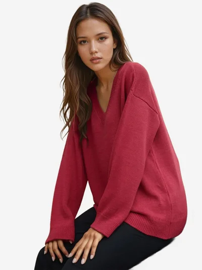 HICCUP Thick Knit V-neck Sweater
