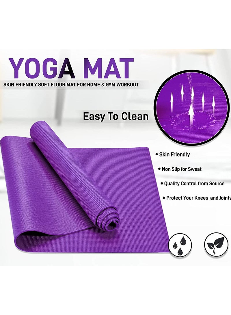 H PRO حصيرة تمارين ولياقة بدنية بسمك 3 مم لجميع أنواع البيلاتس، اليوغا، وتمارين الأرض | بنفسجي - Image 3