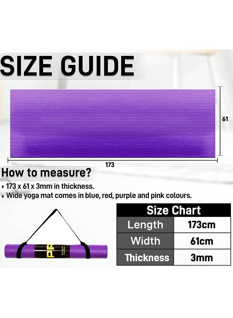 H PRO حصيرة تمارين ولياقة بدنية بسمك 3 مم لجميع أنواع البيلاتس، اليوغا، وتمارين الأرض | بنفسجي - Image 5