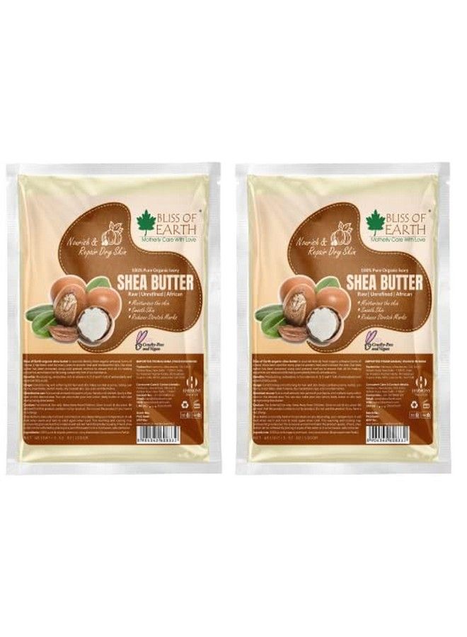 BLISS OF EARTH Pure Organic Ivory Shea Butter Raw Unrefined African 2X100Gm Great For Face Skin Body Lips Diy Products - Image 1