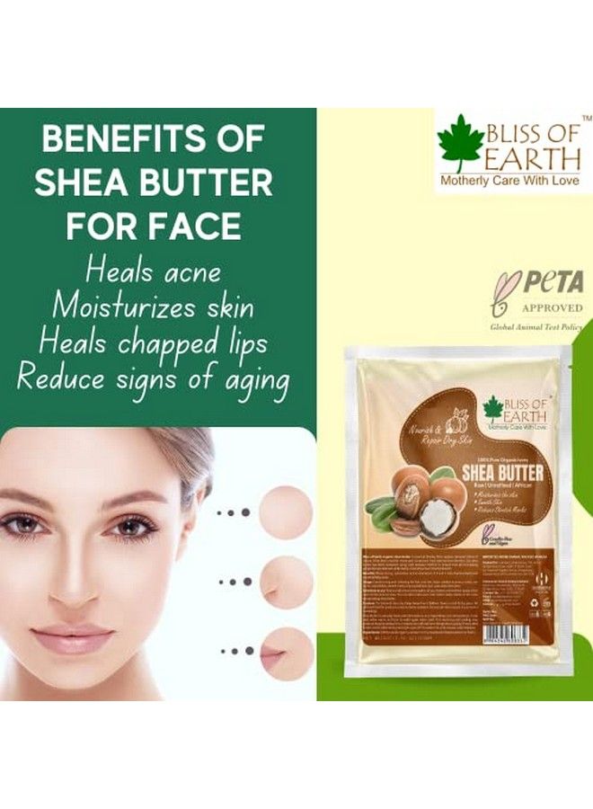 BLISS OF EARTH Pure Organic Ivory Shea Butter Raw Unrefined African 2X100Gm Great For Face Skin Body Lips Diy Products - Image 5