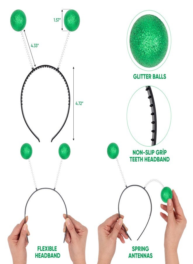 Funcredible Alien Headband - Green and Silver Alien Antenna Headband and Glitter - Sparkly Alien Costume Accessories - Party Headbands for Women - Image 2