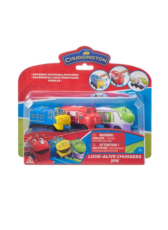 CHUGGINGTON Chuggington - Look Alive Chuggers 3-Pack - Wilson, Brewster, Koko - Connectable Train Toys with Moving Parts - Free-Rolling Wheels - 3.75 Inch Scale - Gift for Preschool Kids Age 3 and Up  - Image 1