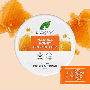 dr.organic Dr Organic Manuka Honey Body Butter Moisturising Dry Skin Mens Womens Natural Vegetarian CrueltyFree Paraben SLSFree Organic 200ml - Image 5