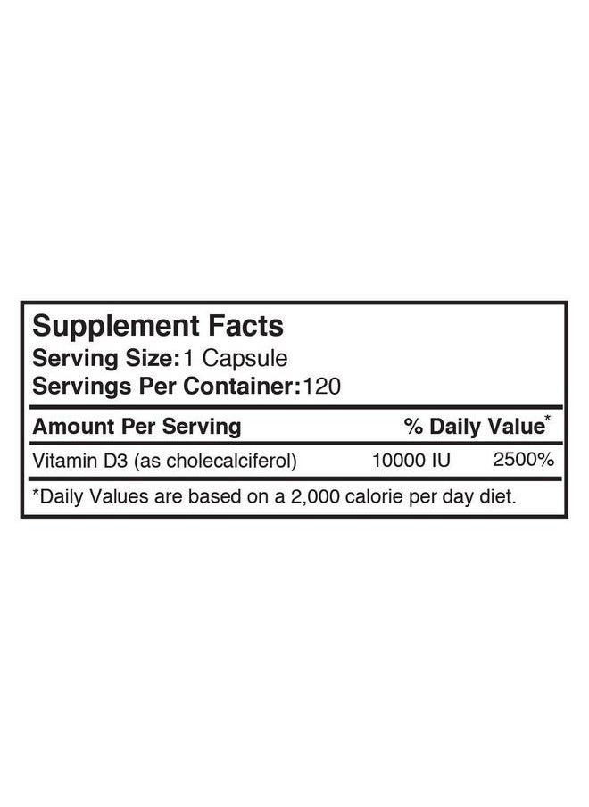 Patient One - Vitamin D3 10000 120 Vegetable Capsules - Image 1