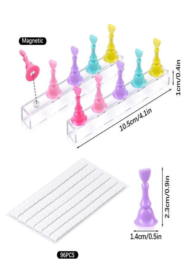 LADYING 4 Sets Nail Painting Stand With 96 PCS Reusable Adhesive Putty Acrylic Nail Holder For Press On Nails Display Tools Kit Accessories Home DIY Salon - Image 2
