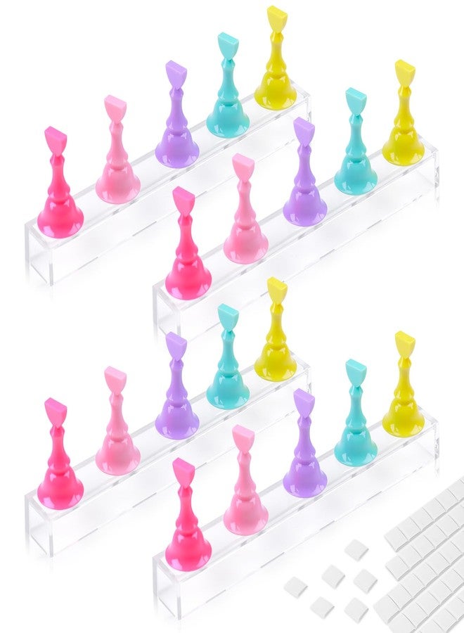 LADYING 4 Sets Nail Painting Stand With 96 PCS Reusable Adhesive Putty Acrylic Nail Holder For Press On Nails Display Tools Kit Accessories Home DIY Salon - Image 1