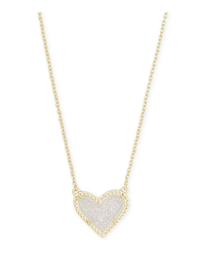 Kendra Scott Kendra Scott Ari Heart Adjustable Length Pendant Necklace for Women, Fashion Jewelry, 14k Gold-Plated, Iridescent Drusy  - Image 1