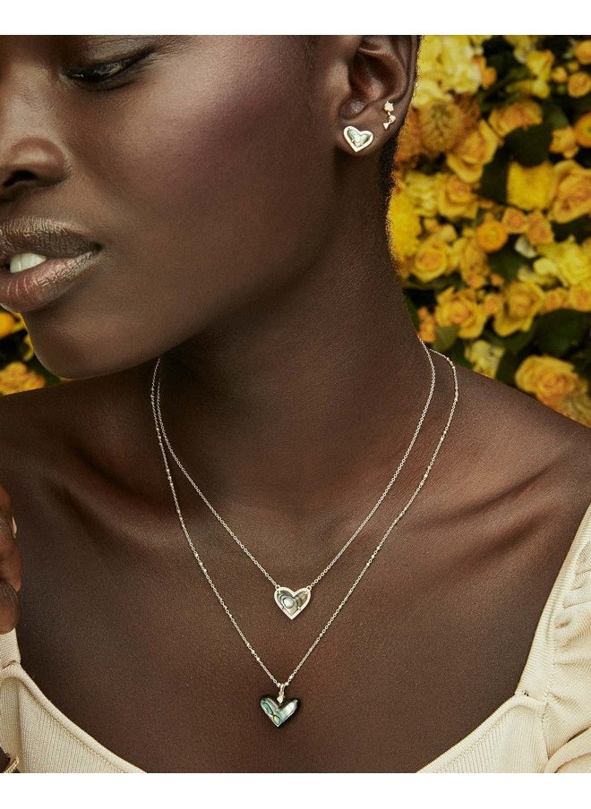 Kendra Scott Kendra Scott Ari Heart Adjustable Length Pendant Necklace for Women, Fashion Jewelry, 14k Gold-Plated, Iridescent Drusy  - Image 4