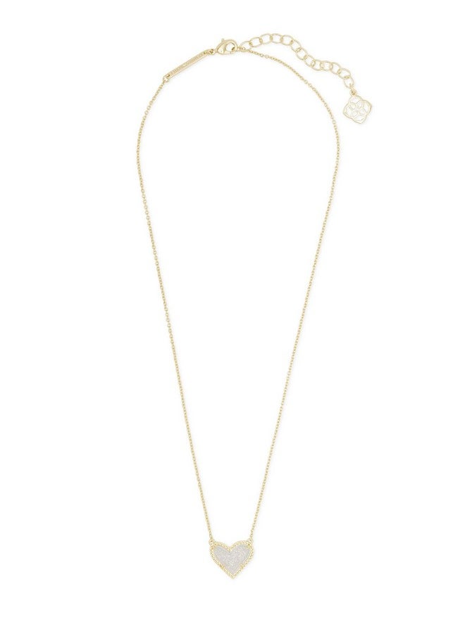 Kendra Scott Kendra Scott Ari Heart Adjustable Length Pendant Necklace for Women, Fashion Jewelry, 14k Gold-Plated, Iridescent Drusy  - Image 2