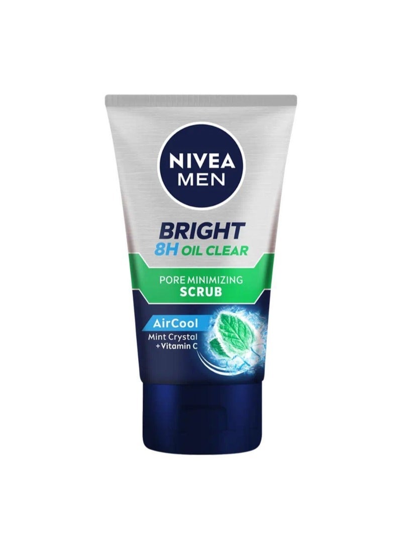 Nivea Men Bright Oil Clear Pore Minimizing Scrub, Air Cool Mint Crystal+ Vitamin C, 100ml