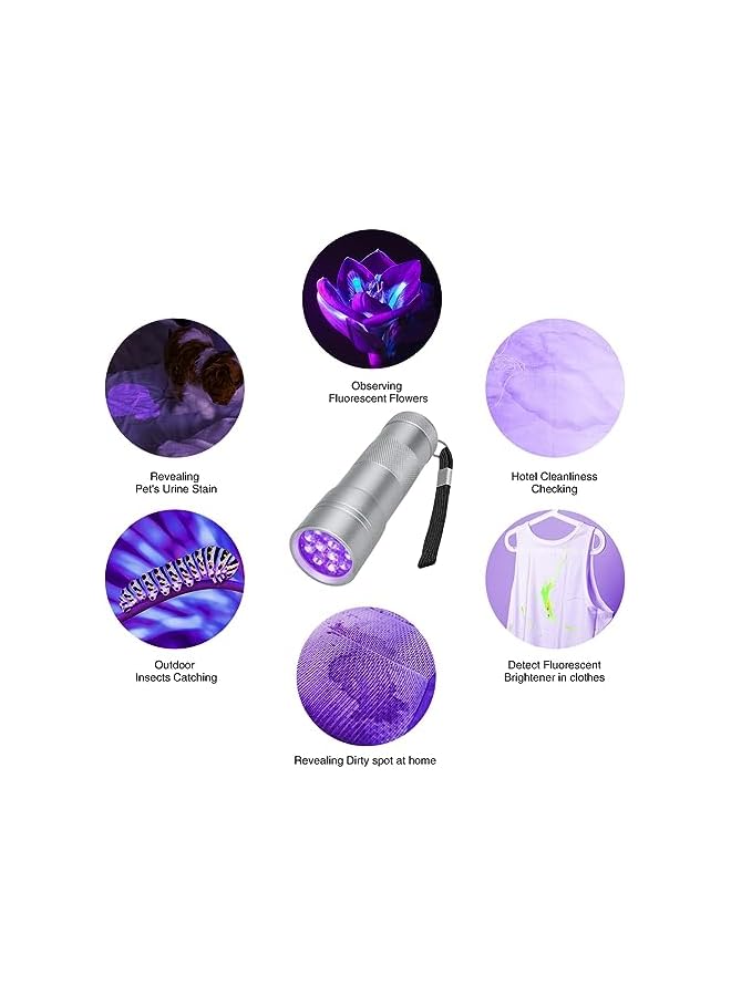 promass UV Flashlight Black Light, 2 Pack 12lED 395nm UV Handheld Black Light, Small Portable Black Light Flashlight for Pet Urine Detection, Resin Curing, Bed Bug, Scorpion, Nails - Image 5