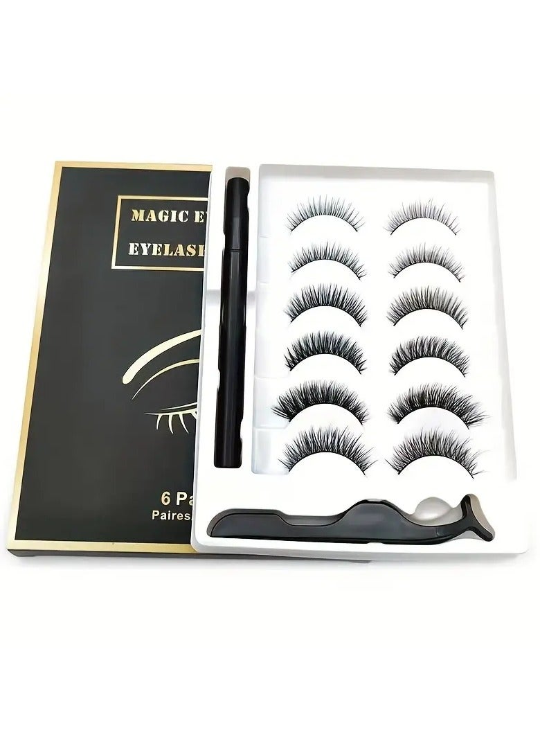 ORiTi طقم رموش آيلاينر سحري مع أداة التطبيق 6 أزواج رموش مغناطيسية آيلاينر مغناطيسي مقاوم للتسرب مع مجموعة ملاقط رائعة للمبتدئين في المكياج - Image 2