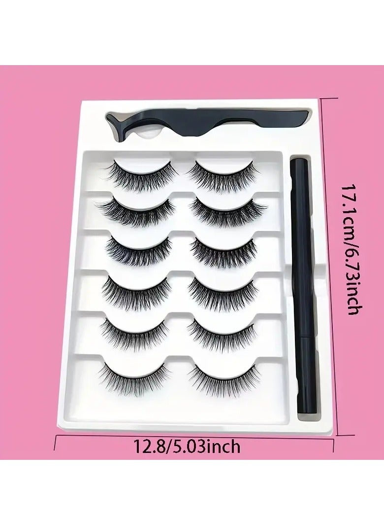 ORiTi طقم رموش آيلاينر سحري مع أداة التطبيق 6 أزواج رموش مغناطيسية آيلاينر مغناطيسي مقاوم للتسرب مع مجموعة ملاقط رائعة للمبتدئين في المكياج - Image 3