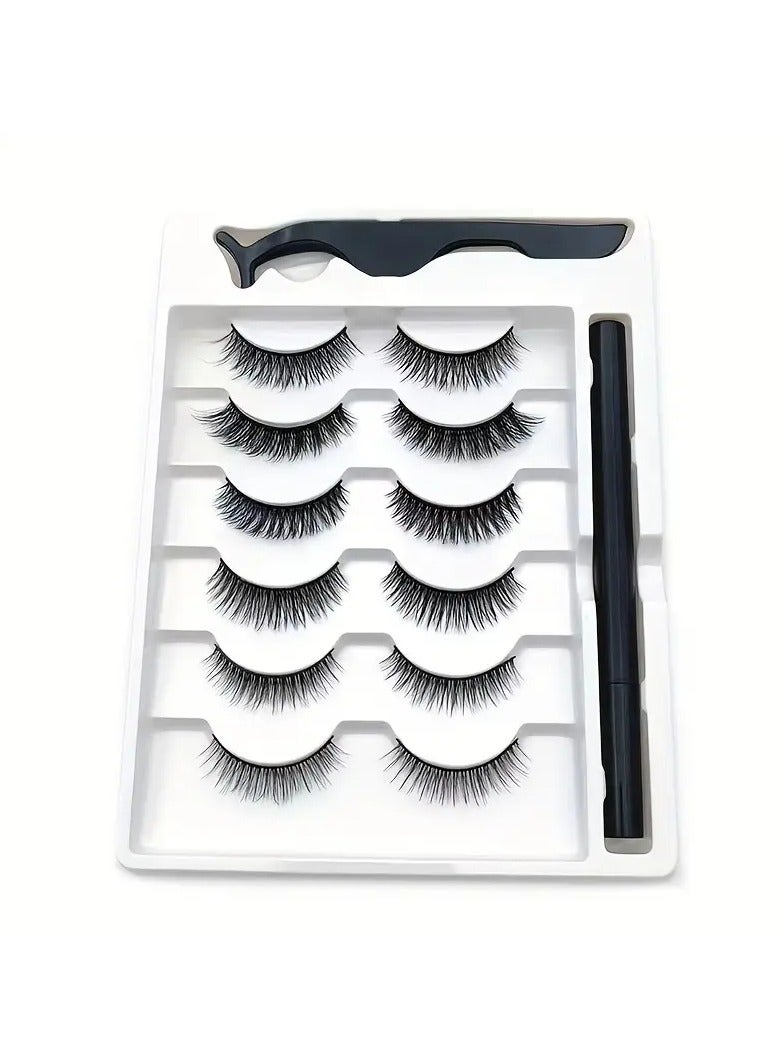 ORiTi طقم رموش آيلاينر سحري مع أداة التطبيق 6 أزواج رموش مغناطيسية آيلاينر مغناطيسي مقاوم للتسرب مع مجموعة ملاقط رائعة للمبتدئين في المكياج - Image 5