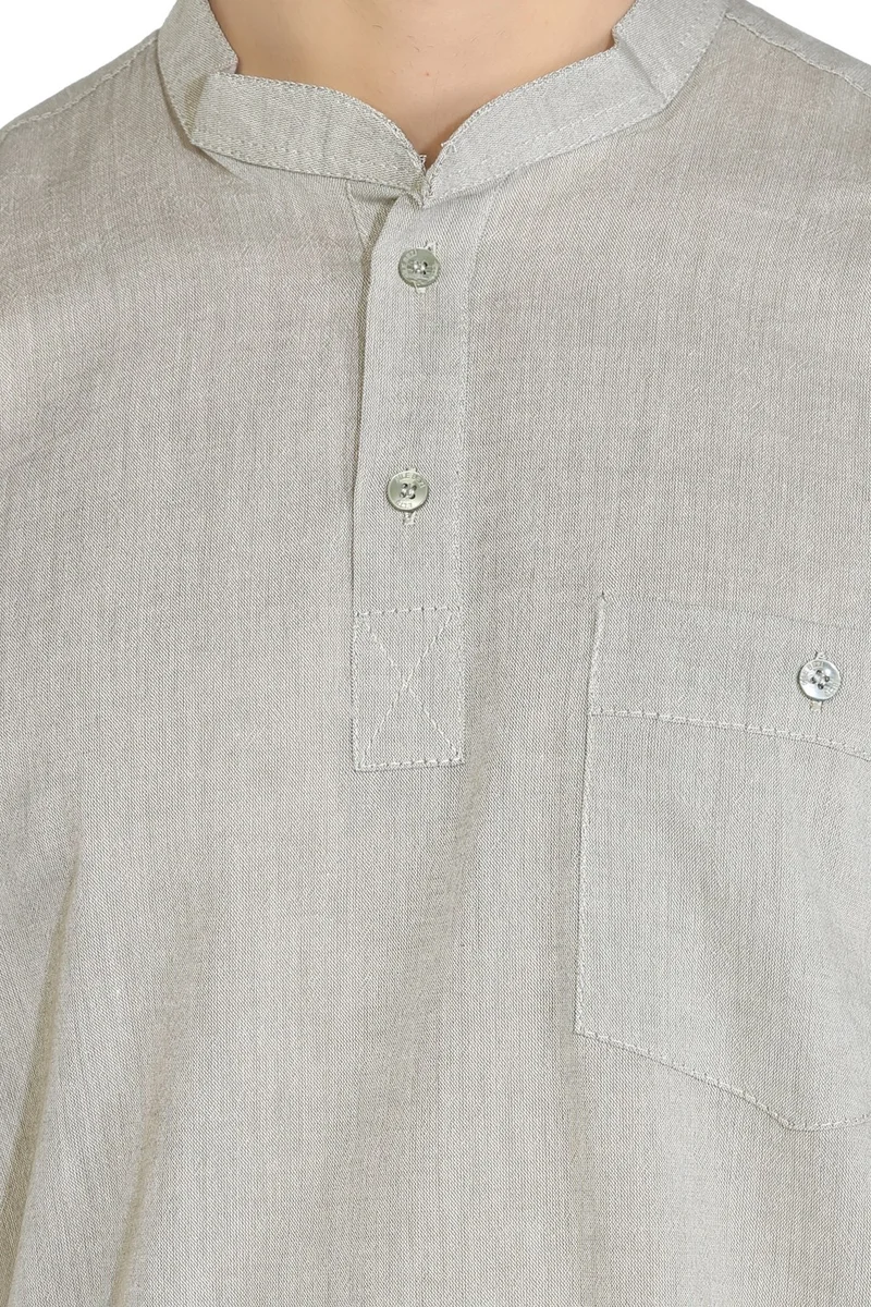 Eliş Şile Bezi Kısa Kol Şile Bezi Tek Cepli Hakim Yaka Erkek Tshirt Taş 3031