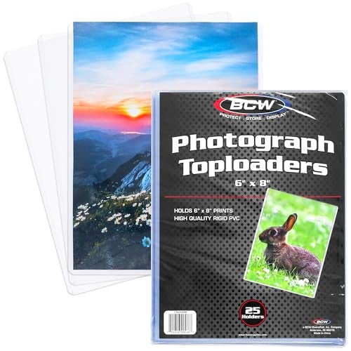 BCW 6X8 Toploaders for Photos 25Pack 6x8 ToploadersClear Rigid PVC Protectors Perfect for Photos Trading Cards and Baseball Card Protectors - Image 1
