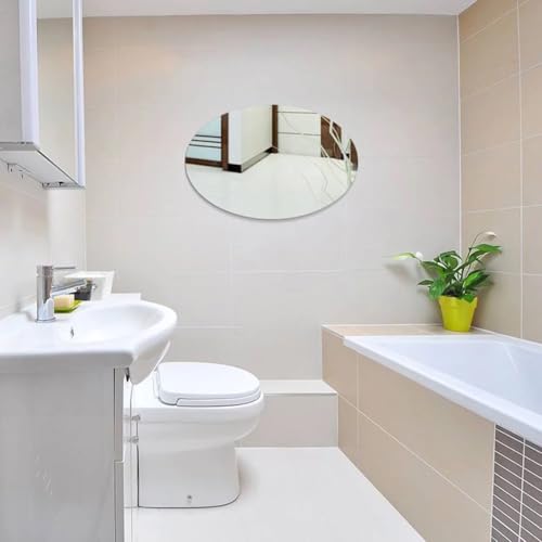 HOME CUBE 1 Pc Acrylic Frameless Adhesive Oval Wall Mirror Stickers for Home Decor, Bathroom, Bedroom, Living Room, Dining Room, Entryway, Hallway - 30x40cm - Image 2