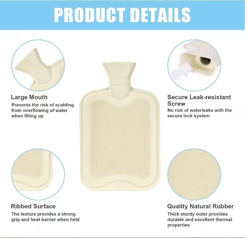Onprix Soft Cover Hot Water Bag, Leak Proof Plush Cover Warm Water Bag Warm Hands and Feet, Period Warmth, Cute Design, Easy Water Injection Perfect for Bed, Travel, and Outdoor Use- 2 Liter - Image 4