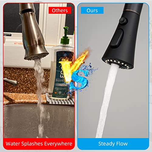 iFealClear Universal Kitchen Faucet Head Replacement, 3 Modes Pull Down Faucet Spray Head Replacement Compatible with Moen Delta Kitchen Sink Faucet, 15 Adapters Available, Matte Black - Image 5
