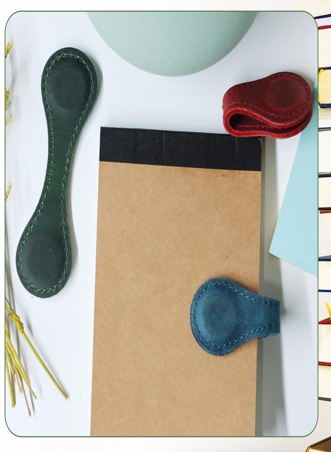 ILHSTY Genuine Leather Bookmark Double-Sided Magnetic Buckle Magnet Clip Handmade Notebook Planner Decorative Accessories (Green) - Image 5