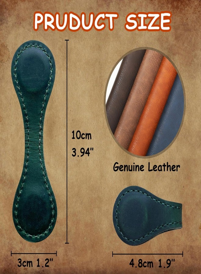 ILHSTY Genuine Leather Bookmark Double-Sided Magnetic Buckle Magnet Clip Handmade Notebook Planner Decorative Accessories (Green) - Image 4