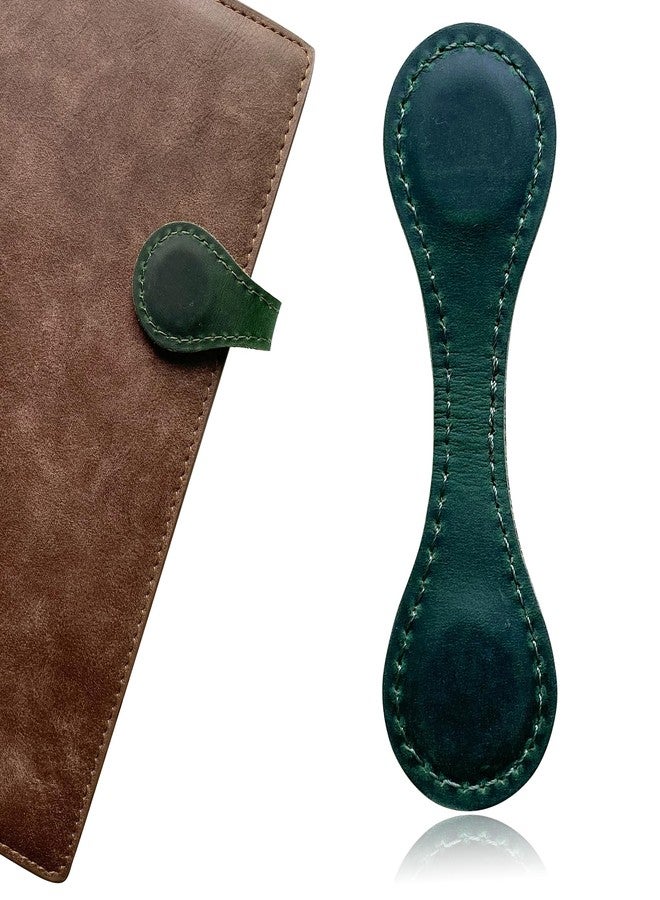 ILHSTY Genuine Leather Bookmark Double-Sided Magnetic Buckle Magnet Clip Handmade Notebook Planner Decorative Accessories (Green) - Image 1