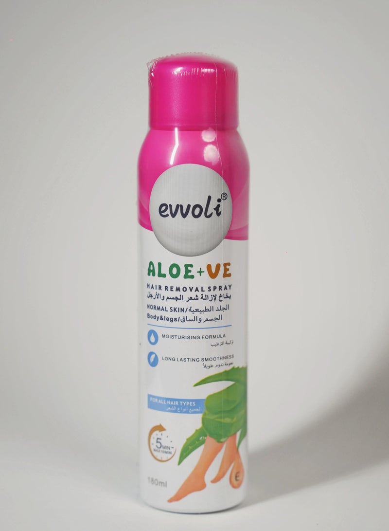evvoli رذاذ إزالة الشعر للنساء والرجال، مزيل شعر لطيف بدون تهيج للإبط، الذراع، الظهر، الصدر، والساقين، مناسب لجميع أنواع البشرة ألوة & فيرا - Image 1