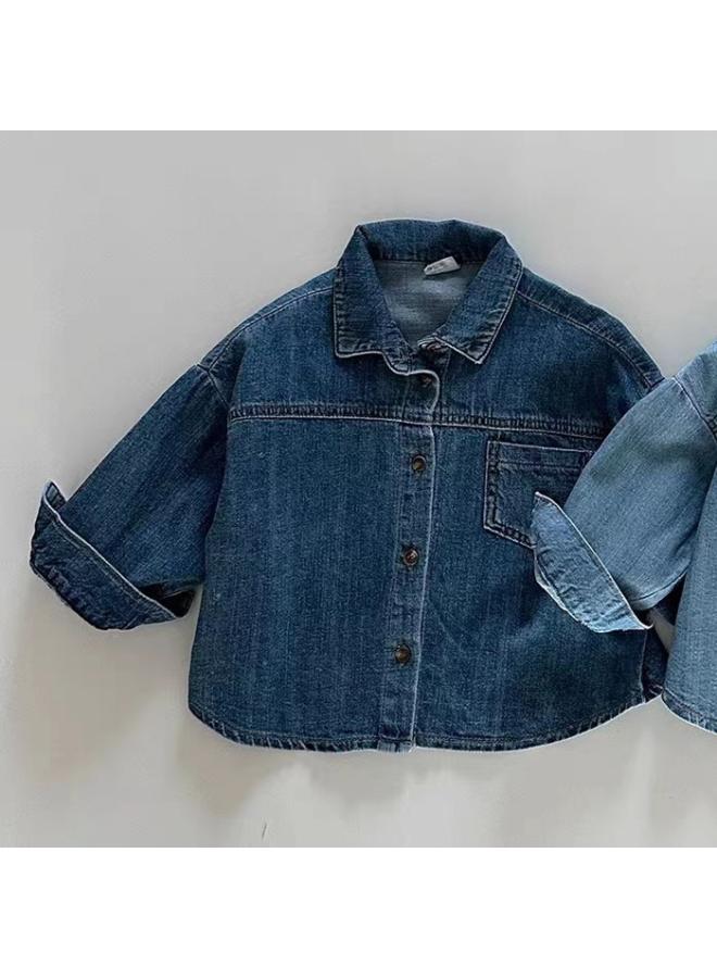 24 Spring Casual Infant Children's Clothing Soft Lapel Long Sleeve Denim Shirt Boys' Spring And Autumn Western Style All-matching Coat 