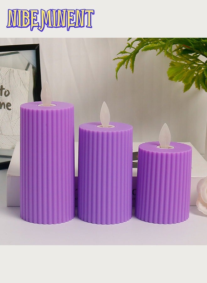 NIBEMINENT 3-Piece LED Electronic Candle Set with Flickering Flame – Romantic Decor for Weddings, Proposals, Birthdays & Photography (Roman Column Design) - Image 3