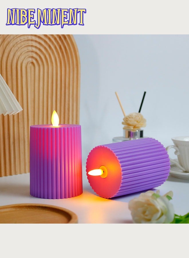 NIBEMINENT 3-Piece LED Electronic Candle Set with Flickering Flame – Romantic Decor for Weddings, Proposals, Birthdays & Photography (Roman Column Design) - Image 4