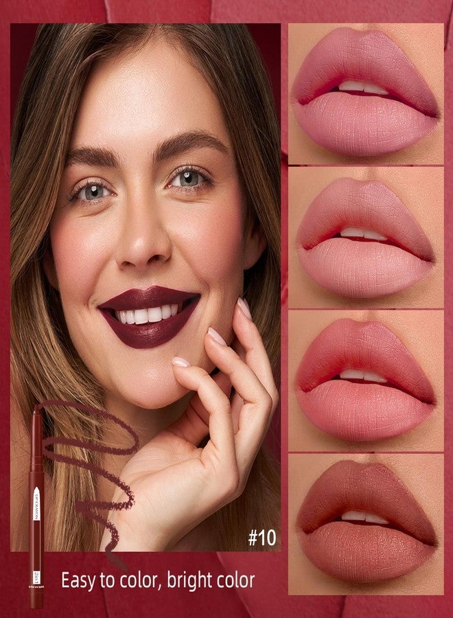 كيو آي بست قلم أحمر شفاه QiBest 2 في 1 مع مبراة مدمجة، قلم تحديد شفاه مطفي برأس دقيق، مجموعة مكياج أحمر شفاه يدوم طويلاً ومقاوم للتلطخ، مجموعة أحمر شفاه مخملي بلون وردي نيود كريمي - Image 5