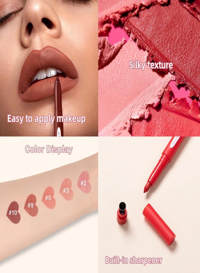 كيو آي بست قلم أحمر شفاه QiBest 2 في 1 مع مبراة مدمجة، قلم تحديد شفاه مطفي برأس دقيق، مجموعة مكياج أحمر شفاه يدوم طويلاً ومقاوم للتلطخ، مجموعة أحمر شفاه مخملي بلون وردي نيود كريمي - Image 4