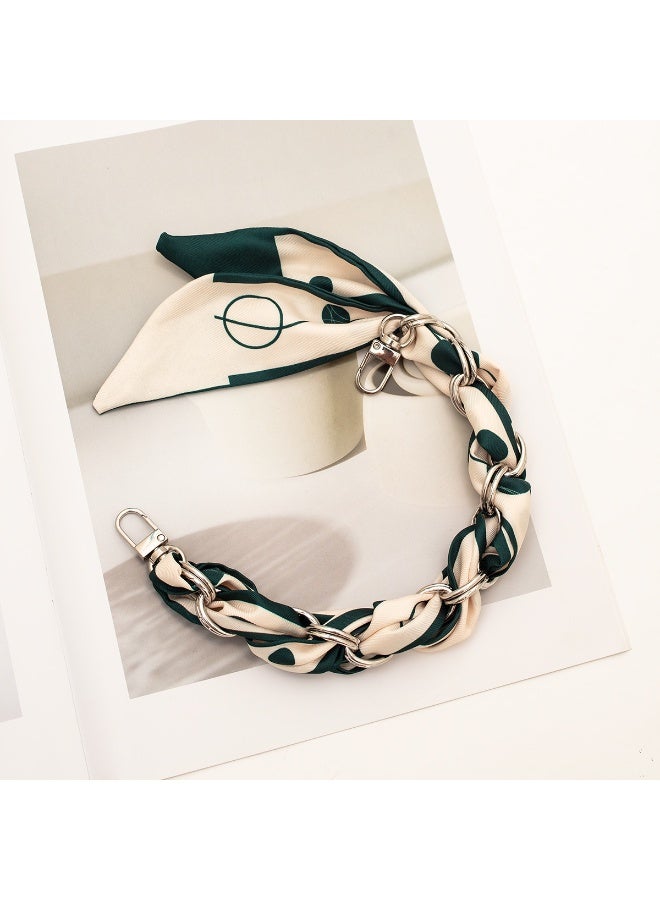 NIBEMINENT Beaded Phone Lanyard, Anti Lost Removable Wrist Strap, Weaving Silk Scarf Bracelet Pendant, Phone Keychain Lanyard, White