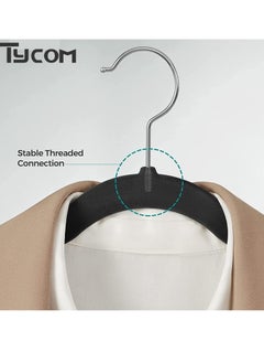 TYCOM Clothes Hangers (30 Pack) Velvet - Ultra Thin Space Saving Coats Clothes Hangers Non-Slip Suit Hangers with 360 Degree Swivel Hook Hold Up-to 5KG for Jackets, Pants, Dress- 30p Black  - Image 4