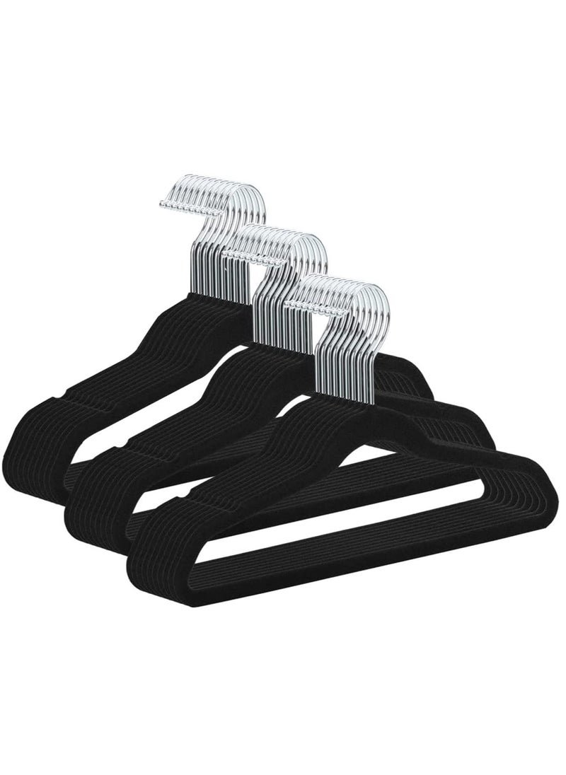 TYCOM Clothes Hangers (30 Pack) Velvet - Ultra Thin Space Saving Coats Clothes Hangers Non-Slip Suit Hangers with 360 Degree Swivel Hook Hold Up-to 5KG for Jackets, Pants, Dress- 30p Black  - Image 1