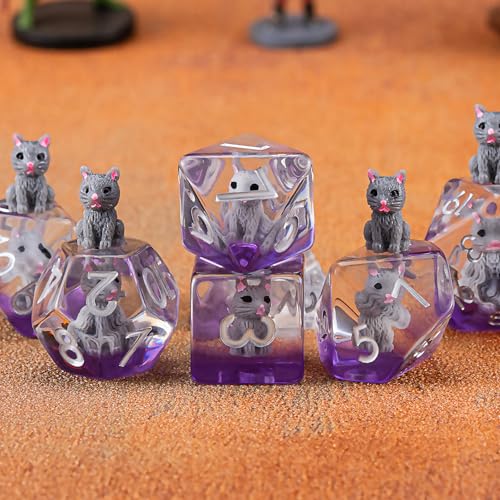 Maywin Cat DND Resin Dice Set Polyhedral DD Cat Dice Inclusion Dice for Dungeons and Dragons MTG RPG - Image 5