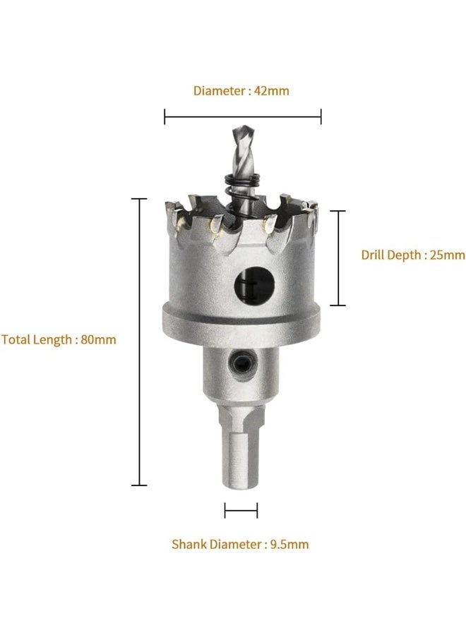 RNS TCT Hole Saw ECO 42 mm, TCT Metal Core Cutter with Pilot Drill, Arbor and Hex Key for Precision Steel, Sheet Metal and Industrial Drilling - Image 3