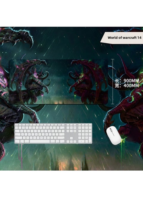 World Of Warcraft Mouse Pad Oversized E-Sports Internet Cafe Game Boys Computer Table Pad Wow Lich King Keyboard Pad-Color:800*300*2mm-Pattern:World Of Warcraft 14