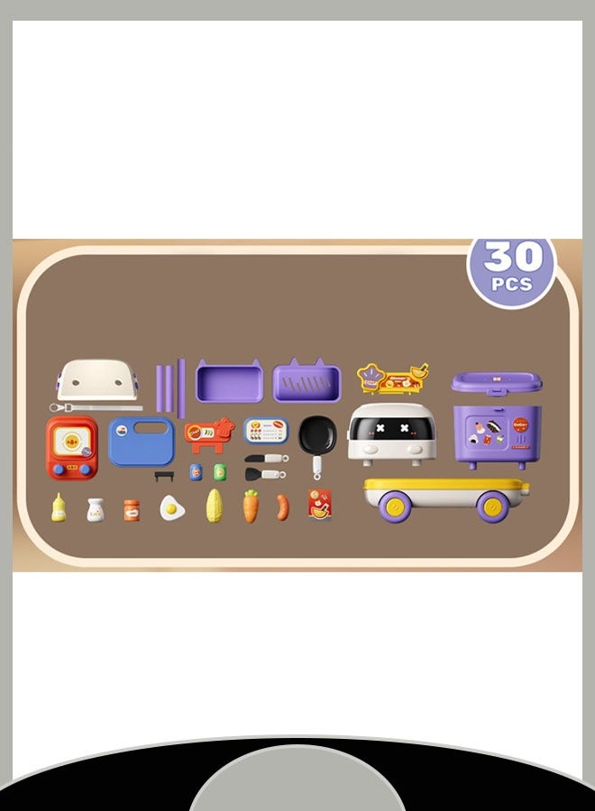 Kids Kitchen Toys Multifunctional Storage Educational Toys Kids Educational Role Play Kitchen Toy Set with Storage Box and Tow Rope Kitchen Utensils for Toddlers - Image 3